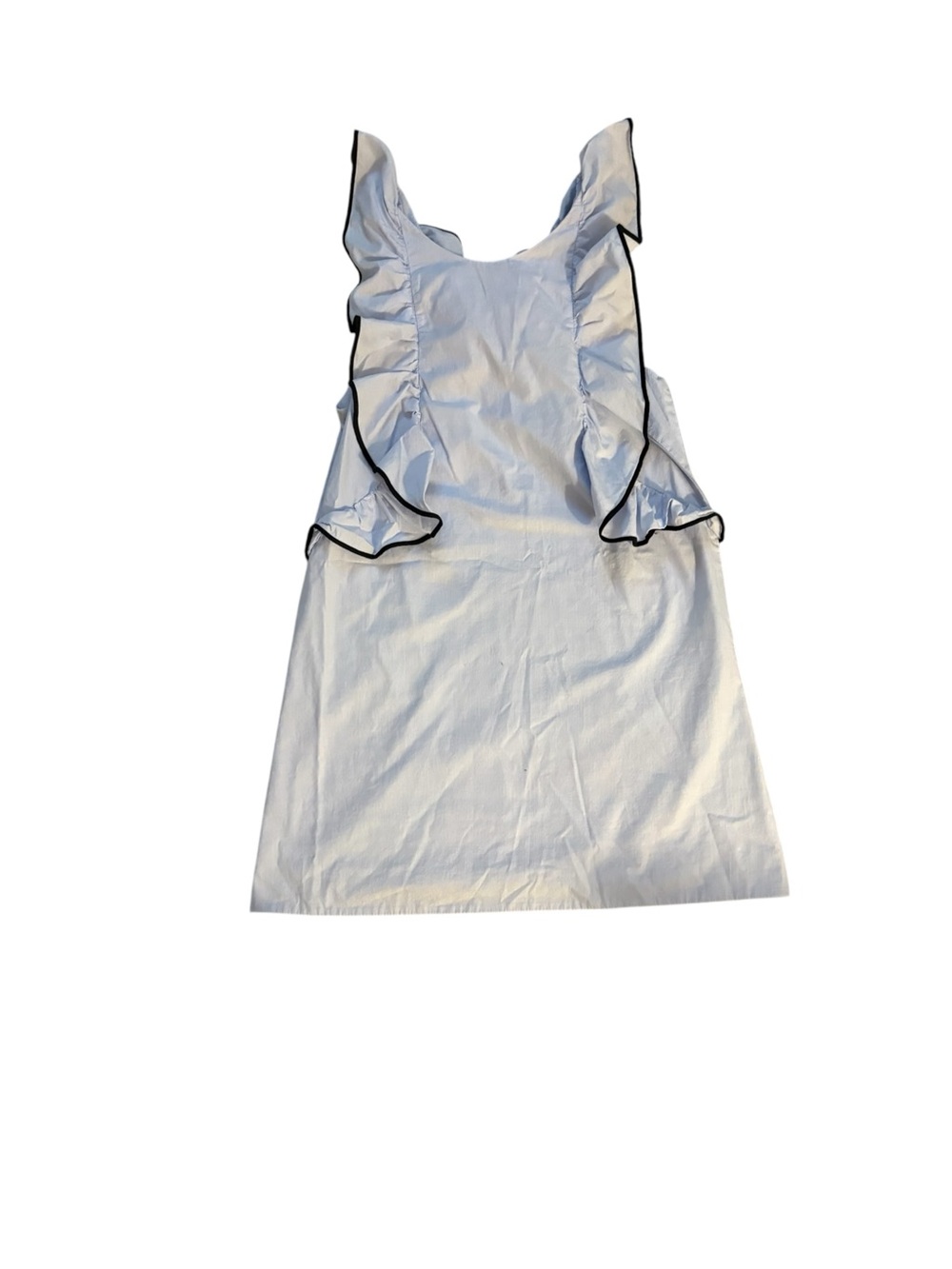 Zara Light Blue Ruffle-Trim Mini Dress with Black Piping